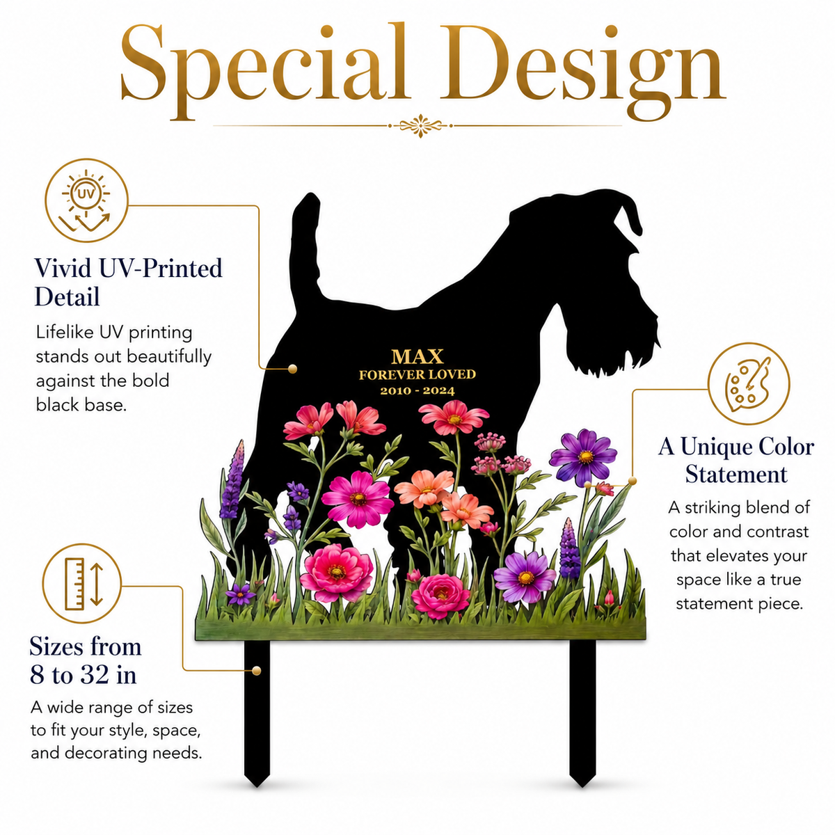 Custom Pet Memorial Garden Stake, Personalized Dog Memorial Yard Sign, Metal Grave Marker, Dog Loss Gift — main 2