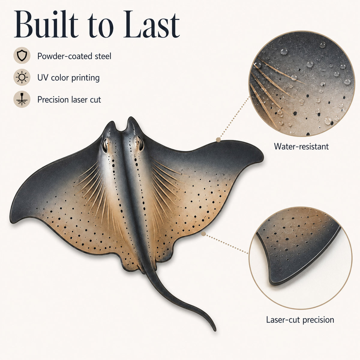 main 3 - Manta Ray Metal Wall Art Decor Manta Ray Wall Art