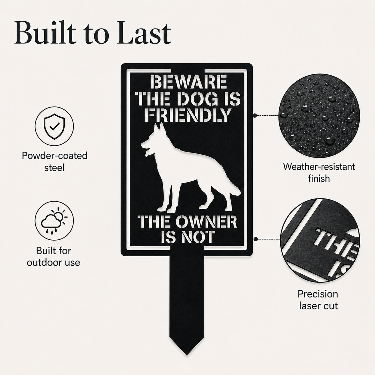Personalized Dog Warning Sign Metal Garden Stake Custom Dog Breed Yard Sign Beware of Dog Outdoor Security Sign — main 3