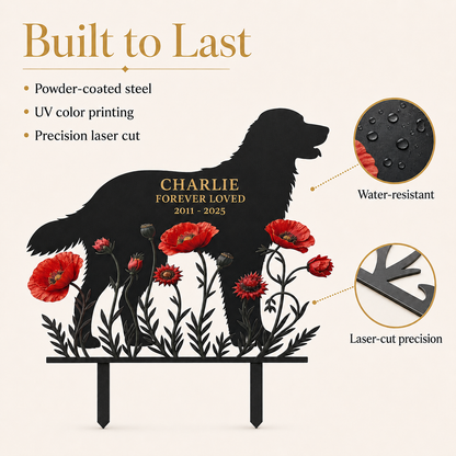Personalized Dog Grave Marker, Custom Metal Dog Memorial Garden Stake, Forever Loved Pet Memorial Sign — main 3