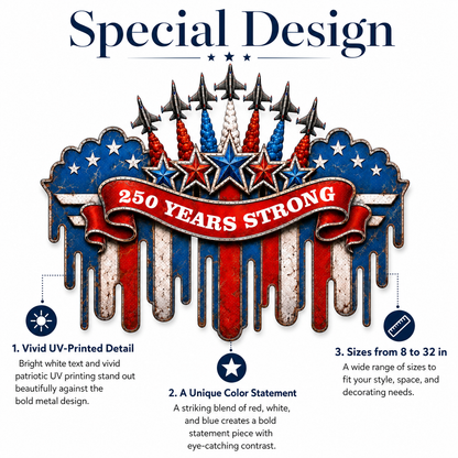 250 Years of Freedom Metal Sign, America 250th Anniversary Patriotic Wall Decor, USA Independence Day Gift — main 3
