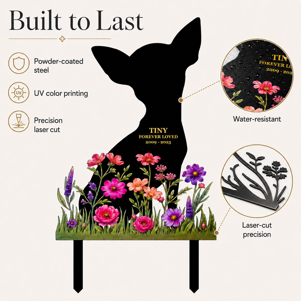 Custom Pet Memorial Garden Stake, Personalized Dog Memorial Yard Sign, Metal Grave Marker, Dog Loss Gift — main 3