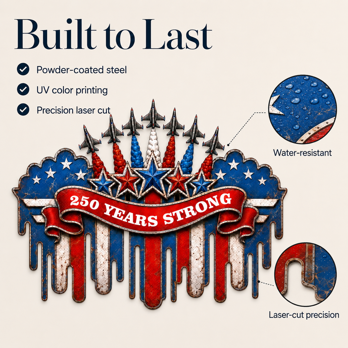 250 Years of Freedom Metal Sign, America 250th Anniversary Patriotic Wall Decor, USA Independence Day Gift — main 4