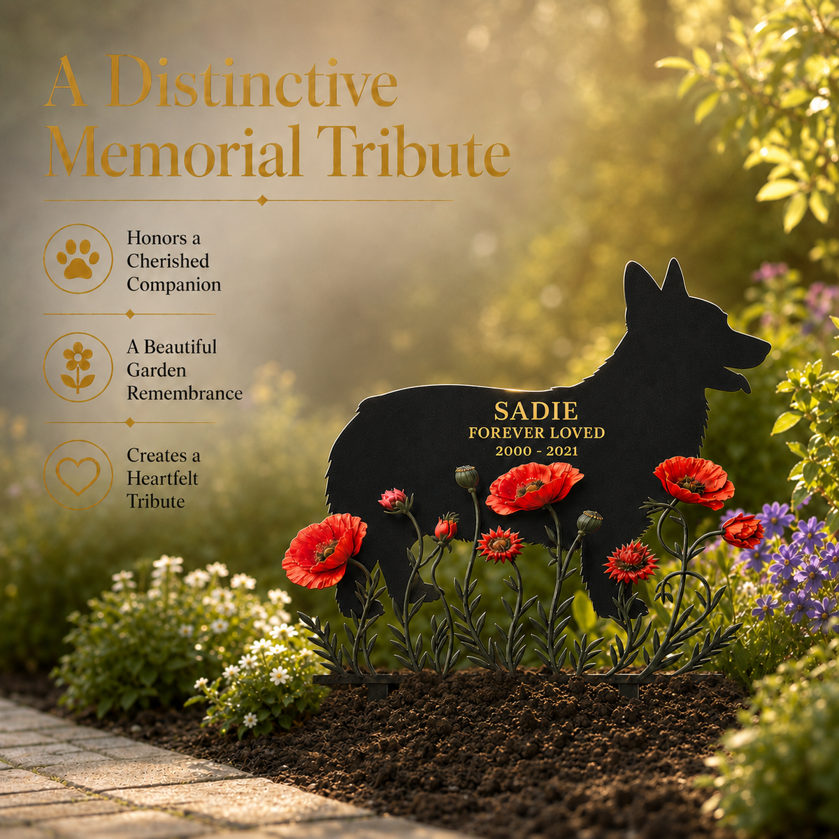 Personalized Dog Grave Marker, Custom Metal Dog Memorial Garden Stake, Forever Loved Pet Memorial Sign — main 4