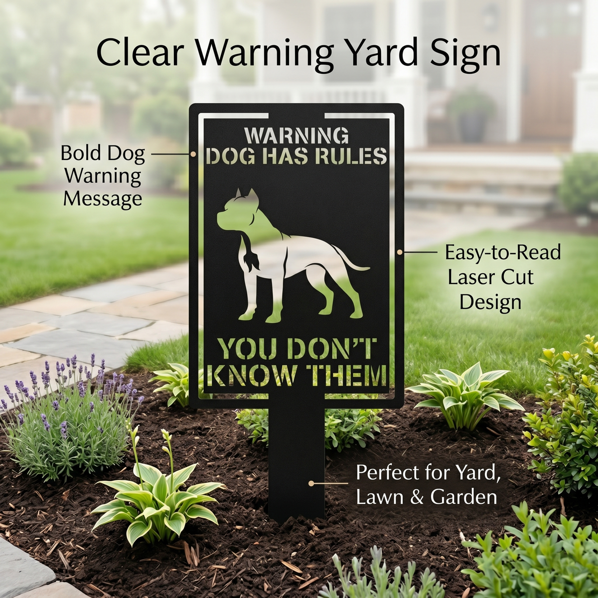 Personalized Dog Warning Sign Metal Garden Stake Custom Dog Breed Yard Sign Beware of Dog Outdoor Security Sign — main 4