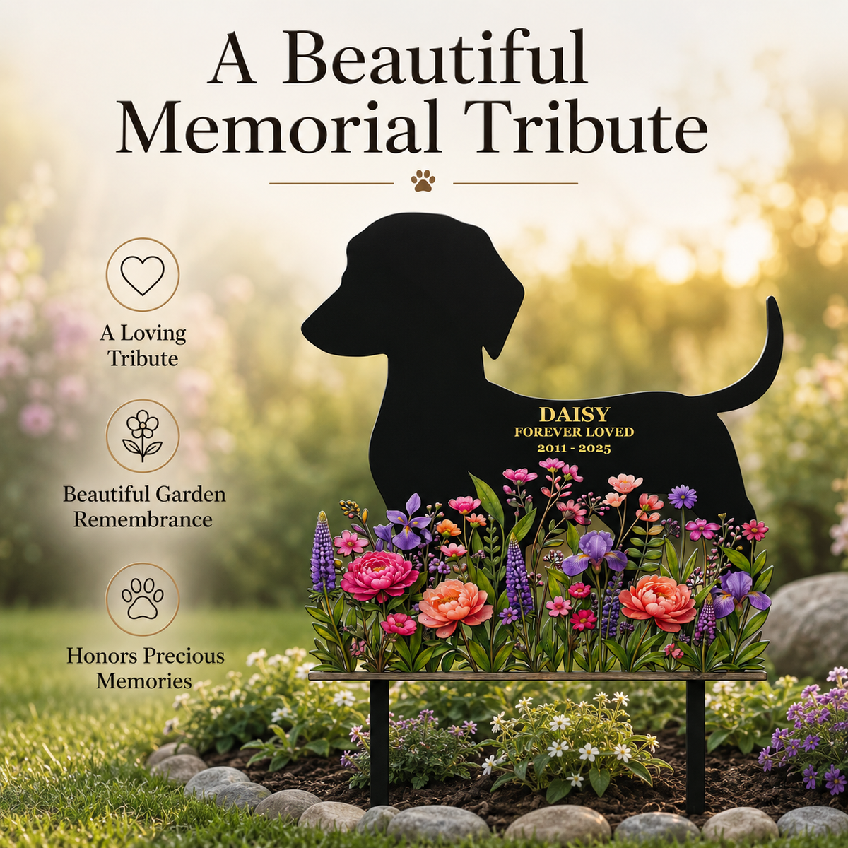 Custom Dog Memorial Garden Stake, Personalized Metal Pet Grave Marker, Pet Loss Sympathy Gift, Garden Decor — main 4
