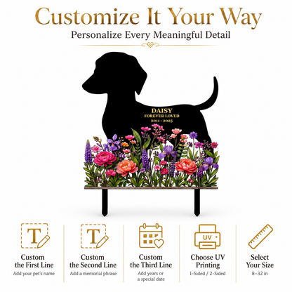 Custom Dog Memorial Garden Stake, Personalized Metal Pet Grave Marker, Pet Loss Sympathy Gift, Garden Decor — main 5