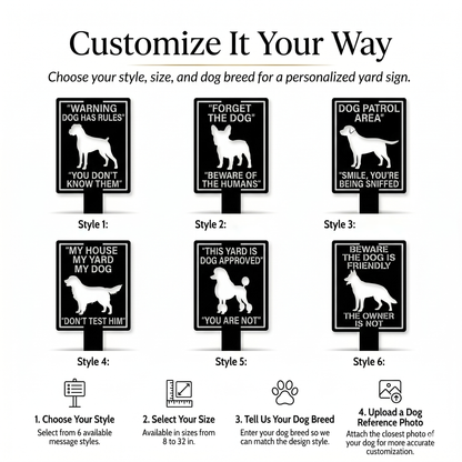 Personalized Dog Warning Sign Metal Garden Stake Custom Dog Breed Yard Sign Beware of Dog Outdoor Security Sign — main 5