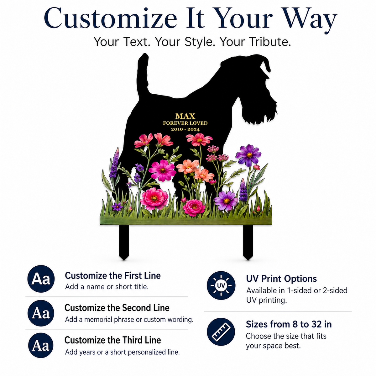 Custom Pet Memorial Garden Stake, Personalized Dog Memorial Yard Sign, Metal Grave Marker, Dog Loss Gift — main 5