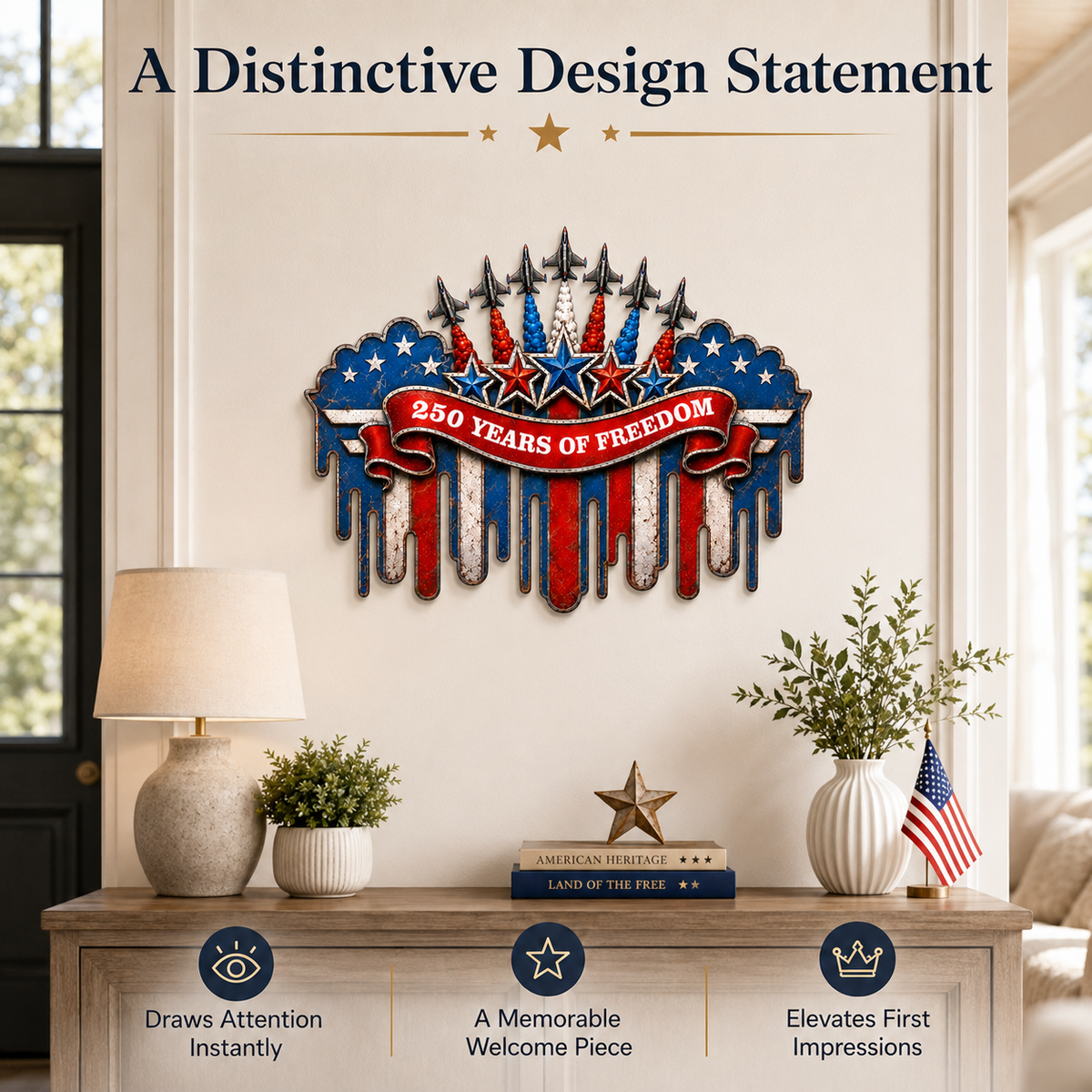 250 Years of Freedom Metal Sign, America 250th Anniversary Patriotic Wall Decor, USA Independence Day Gift — main 5