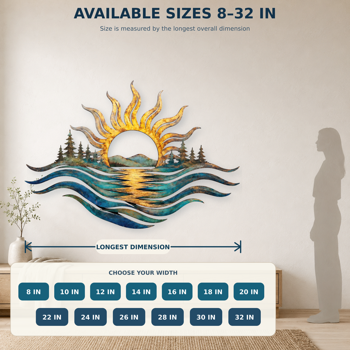 main 6 - Ocean Sunset Metal Wall Art Coastal Sun and Waves Decor