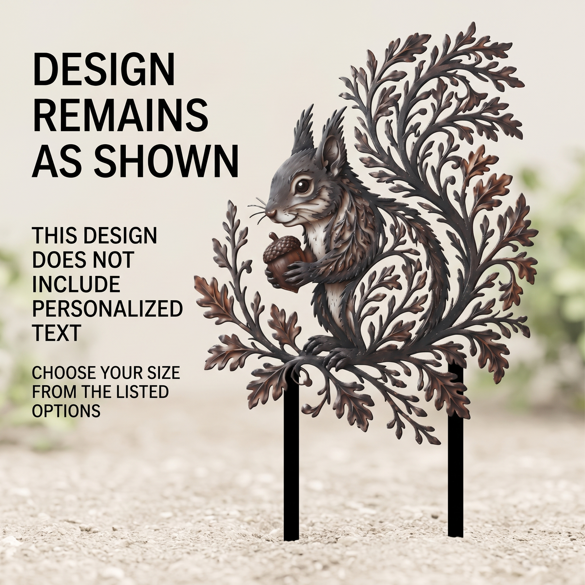 Squirrel Garden Stake Metal Yard Art Wildlife Garden Decor Botanical Outdoor Yard Art Squirrel Gift Flat Printed Metal Art — main 6