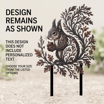 Squirrel Garden Stake Metal Yard Art Wildlife Garden Decor Botanical Outdoor Yard Art Squirrel Gift Flat Printed Metal Art — main 6