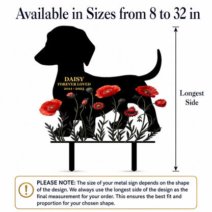 Personalized Dog Grave Marker, Custom Metal Dog Memorial Garden Stake, Forever Loved Pet Memorial Sign — main 7