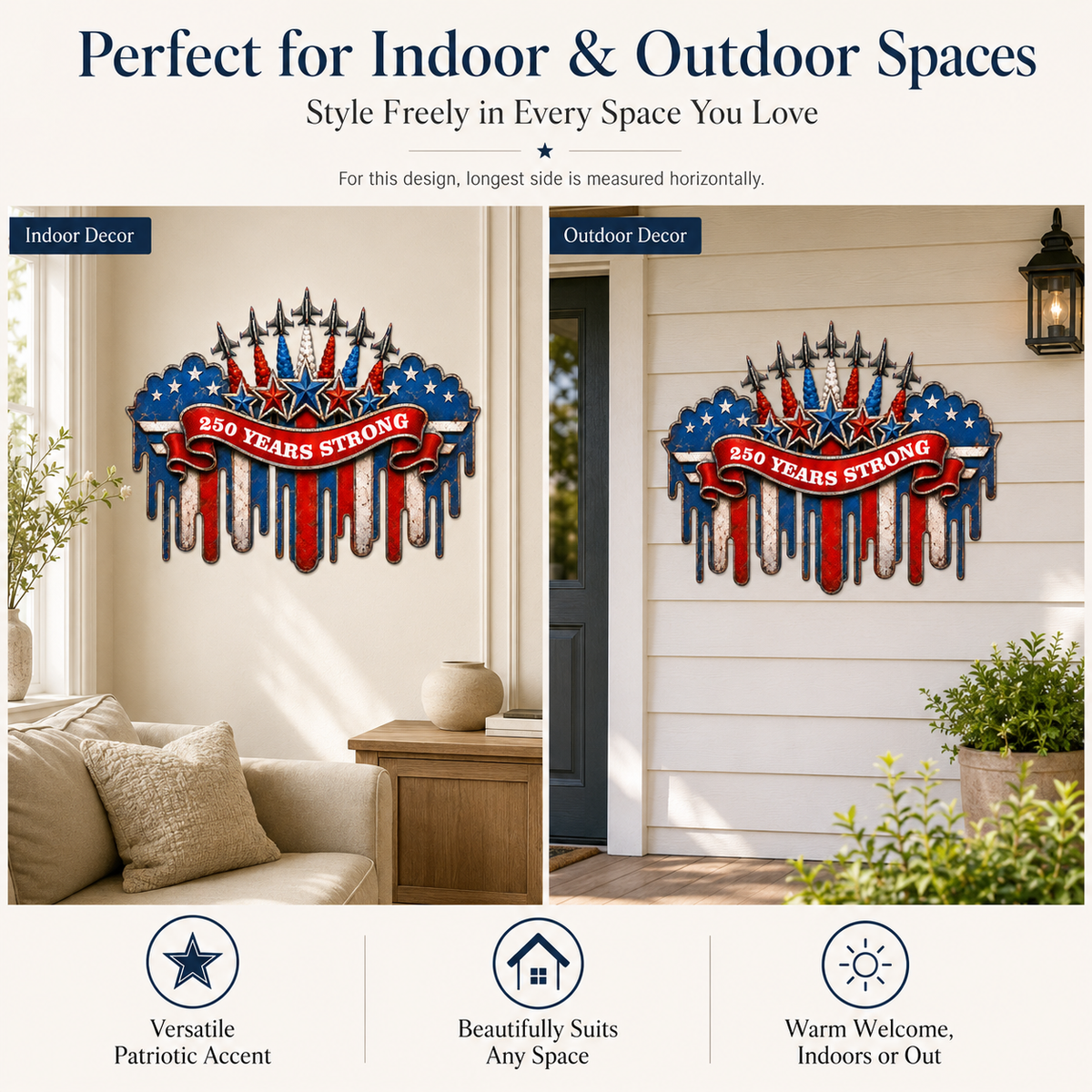 250 Years of Freedom Metal Sign, America 250th Anniversary Patriotic Wall Decor, USA Independence Day Gift — main 7