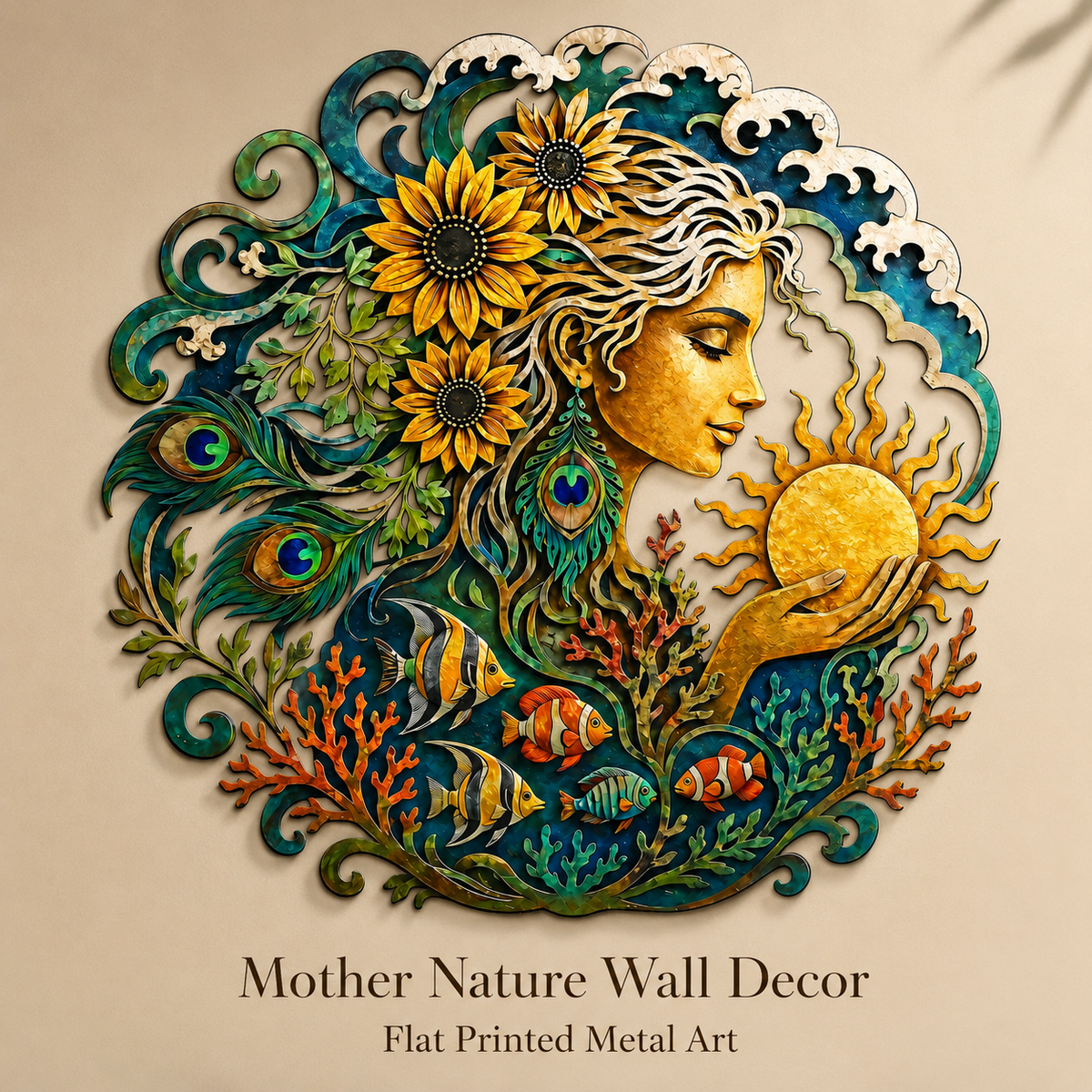 main new - Mother Ocean Metal Wall Art Ocean Goddess Wall Decor Coastal