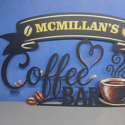 Coffee Metal Wall Art Decor Personalized Coffee Bar Sign Coffee Wall Art Kitchen Wall Decor Coffee Lover Gift Housewarming Gift With LED